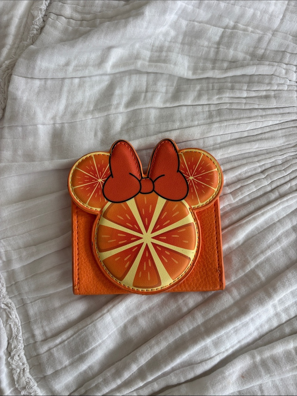Her Universe Orange Slice Minnie Card Holder in Bright Orange